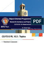 Object-Oriented Programming (CS F213) : BITS Pilani