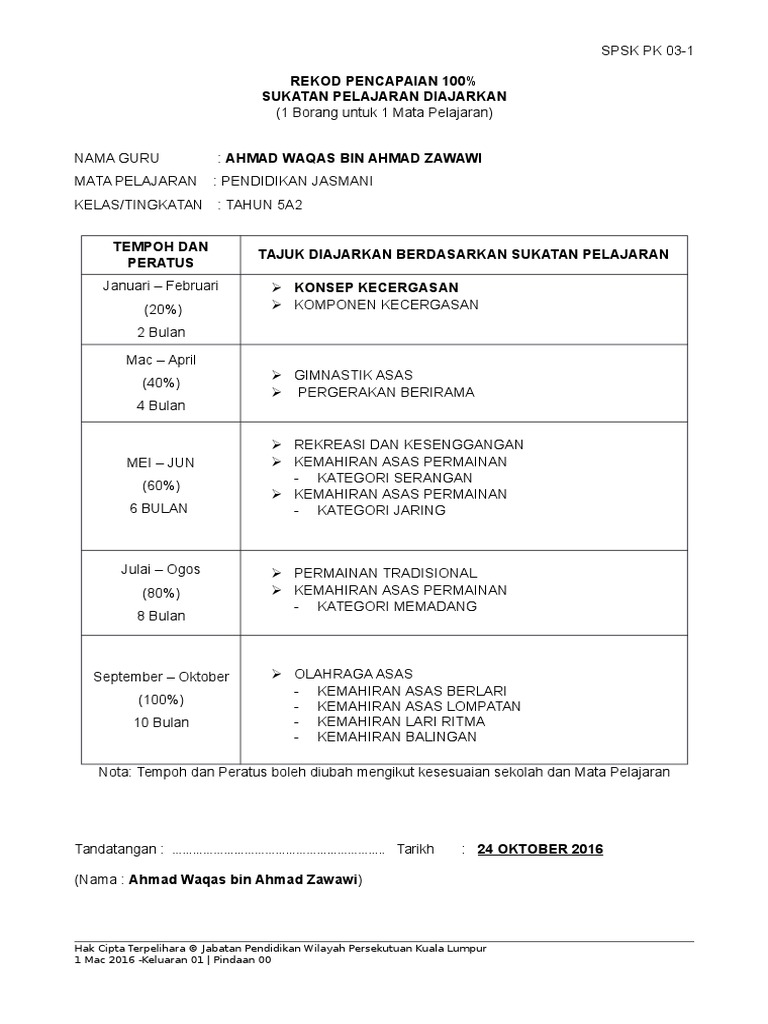 Rekod Pencapaian 100 Pdf
