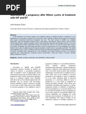 Outcomes Of A Pregnancy After Fifteen Cycles Of Treatment With Ivf