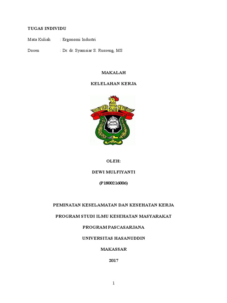 makalah kelelahan kerja