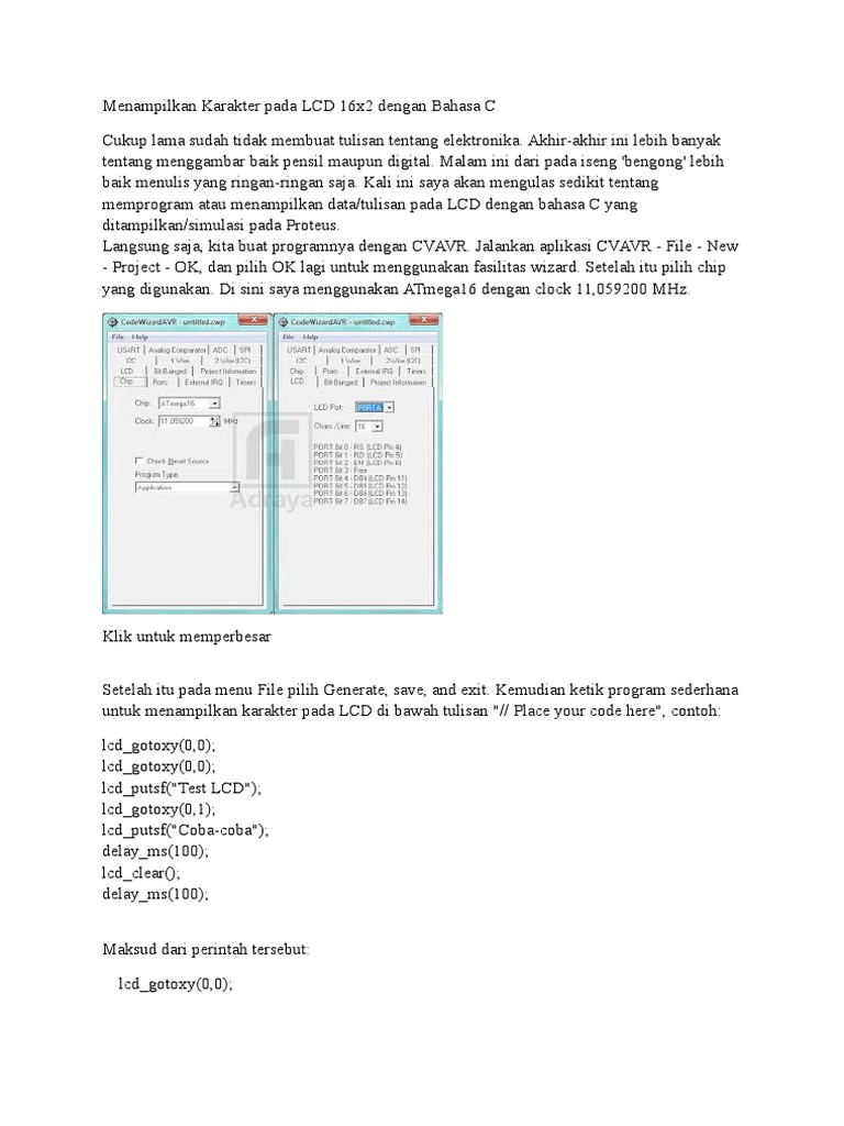 Menampilkan Karakter Pada LCD 16x2 Dengan Bahasa C | PDF | Bisnis ...