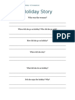 Past Simple Holiday Story Questions K Resources