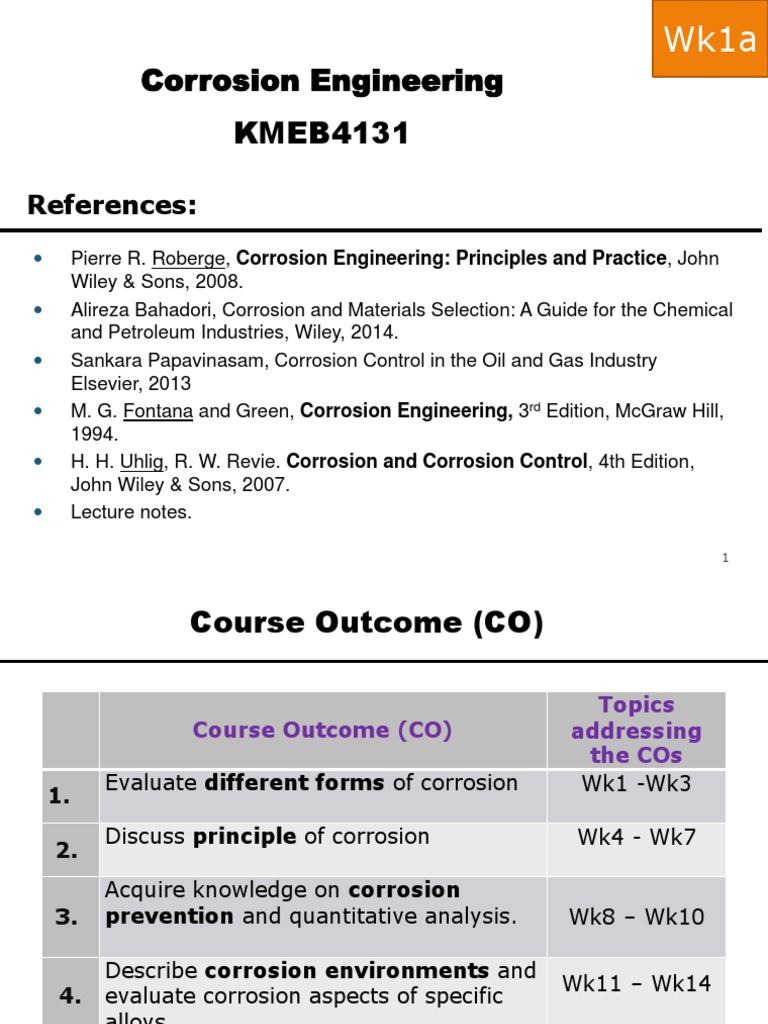 Week 1a Course Details | PDF | Corrosion | Electrochemistry