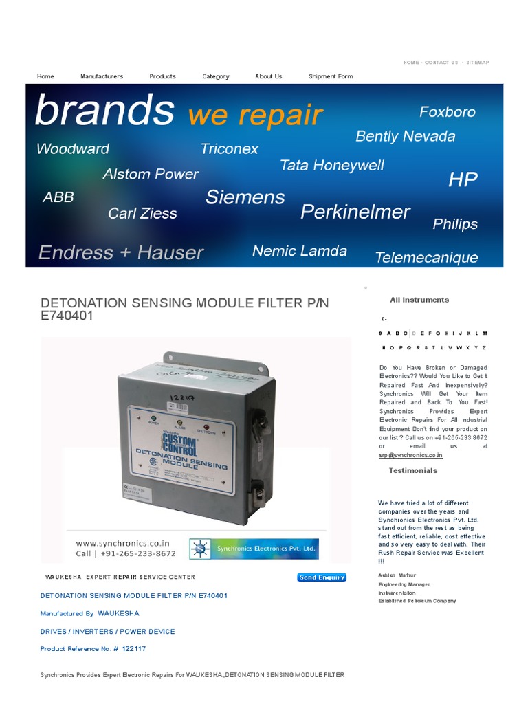 Detonation Sensing Module Filter P N E740401 by Waukesha Repair at