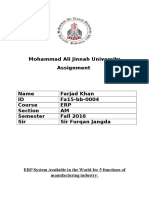 Mohammad Ali Jinnah University Assignment: ERP System Available in The World For 5 Functions of Manufacturing Industry