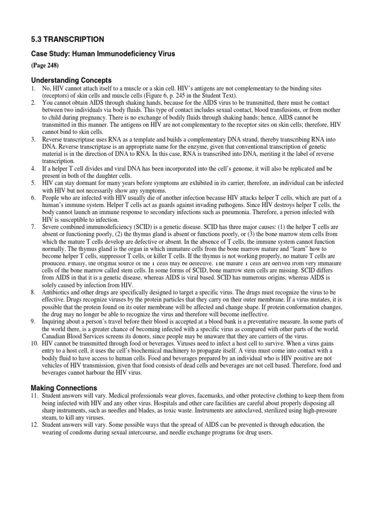 Case Study Hiv Answers PDF Hiv Virus