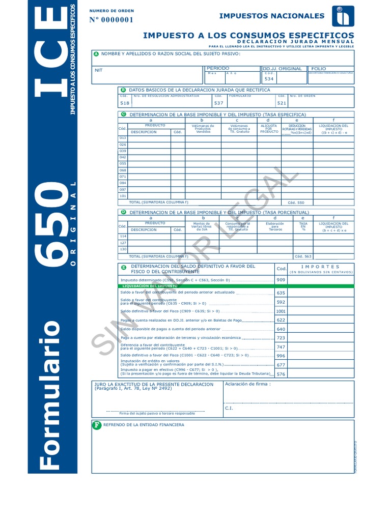 Formulario Ice Pagos Impuestos