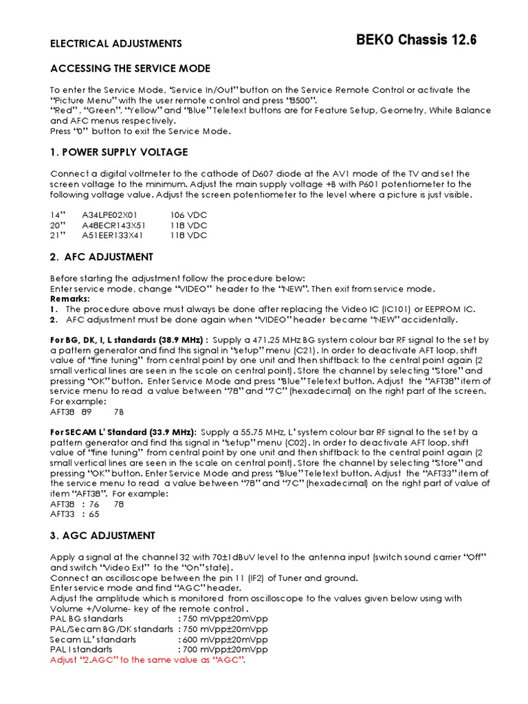 Beko 12.6 Manual Service PDF | PDF | Technology & Engineering