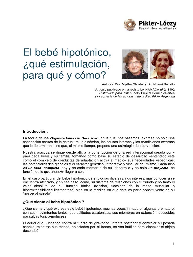 Myrtha Chokler Noemi Beneito El Bebe Hipotonico Que Estimulacion para ...