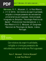 Correlatos Da Espiritualidade Religiao e Crencas Pessoais de Estudantes Universitarios Portugueses
