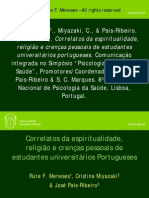 Correlatos Da Espiritualidade Religiao e Crencas Pessoais de Estudantes Universitarios Portugueses