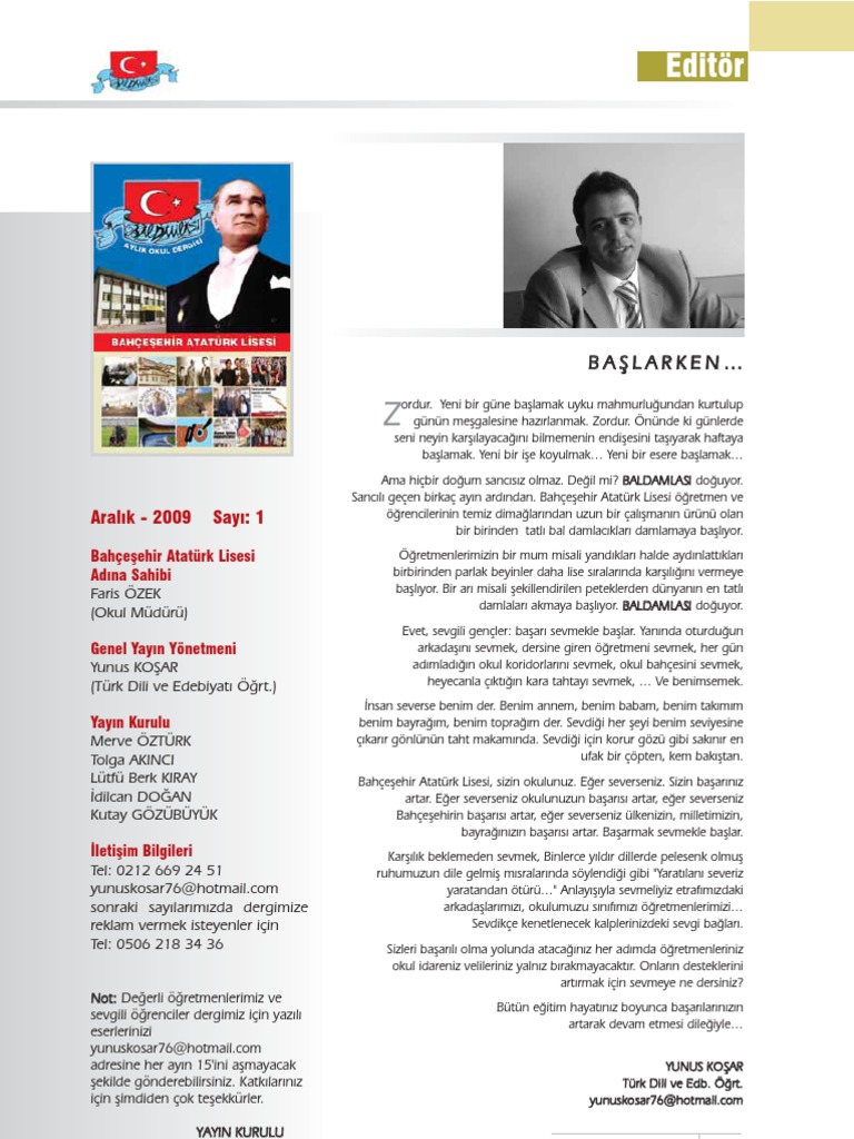 yunus kosar dergi 1 sayi