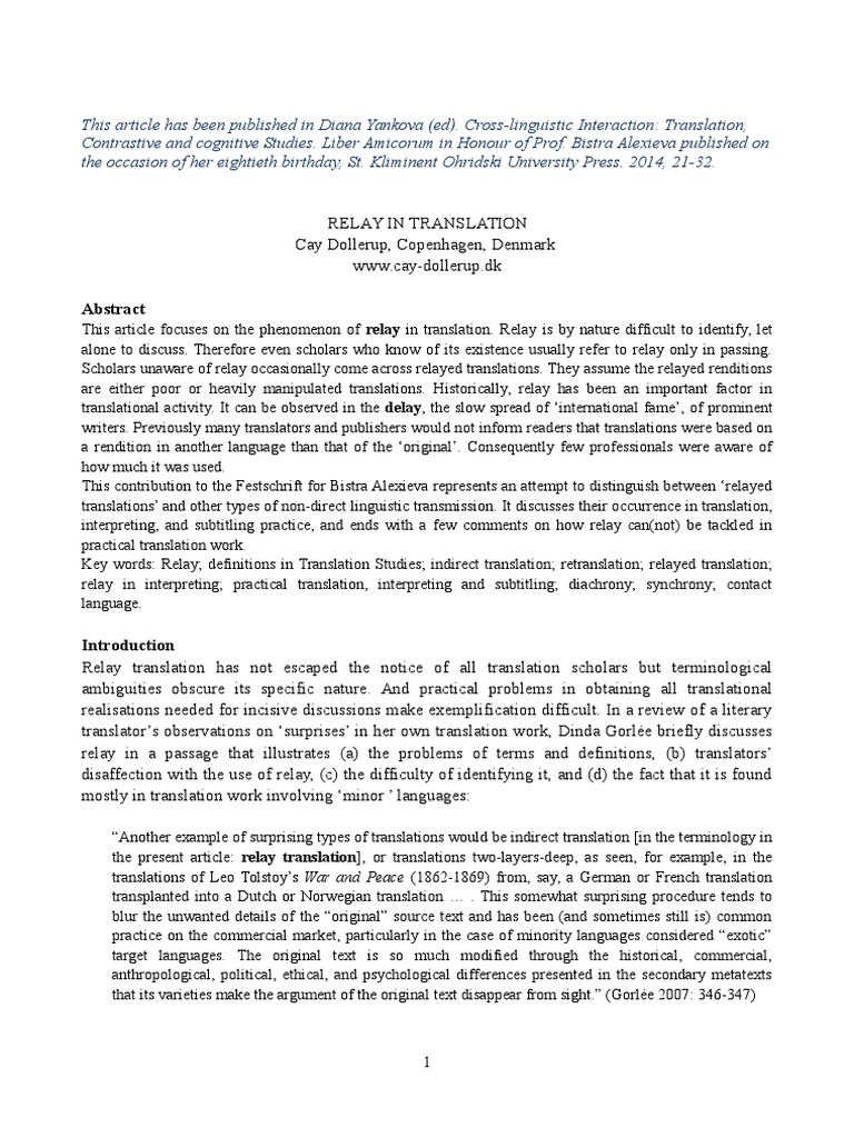 232 Relay in Translation | PDF | Translations | Language Interpretation