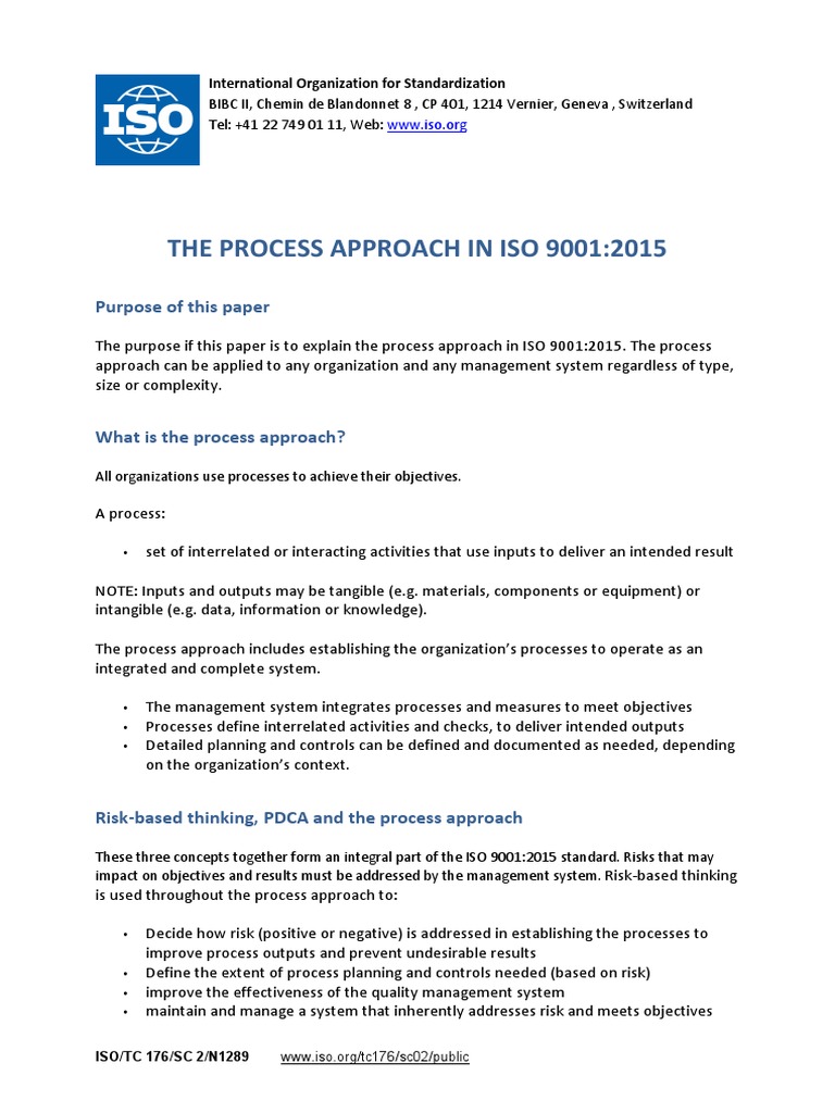 Process Approach in ISO 9001:2015 | PDF | International Organization ...