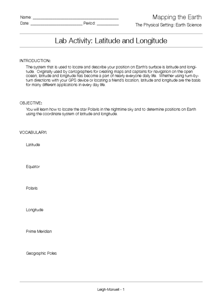 1 1 Latitude And Longitude Pdf Longitude Latitude