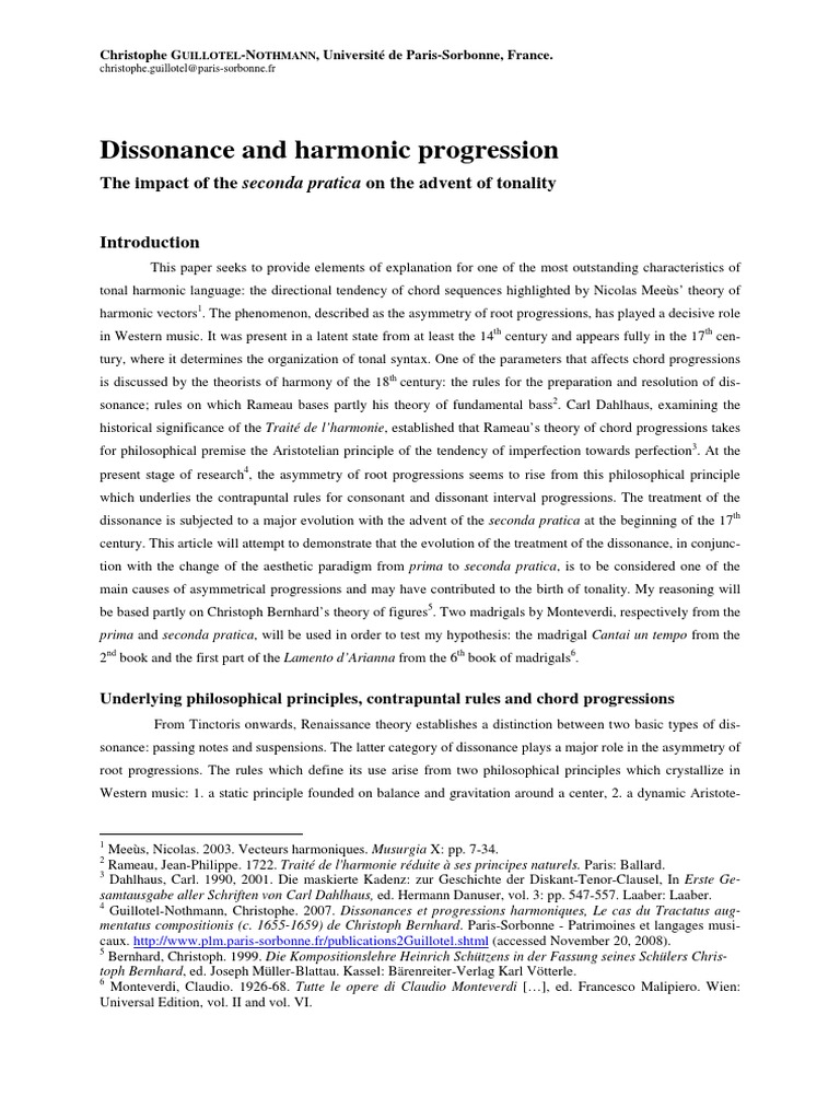Dissonance and Harmonic Progression | PDF | Harmony | Music Theory