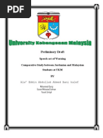Download Speech act of warning Comparative study  between Jordanian students and Malaysian Studing at UKM   by Alaa Eddin Abdullah Bani kalef SN34834158 doc pdf