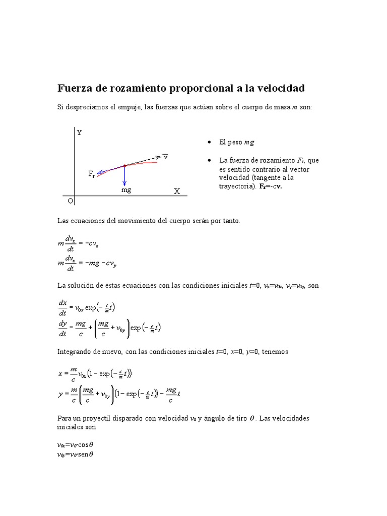 Movimiento de Proyectiles Con Rozamiento PDF Velocidad Movimiento