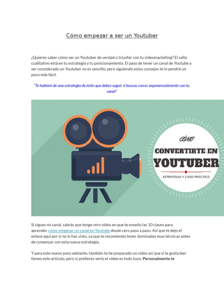 Estrategias para ser Youtuber exitoso | PDF | Youtube | Blog
