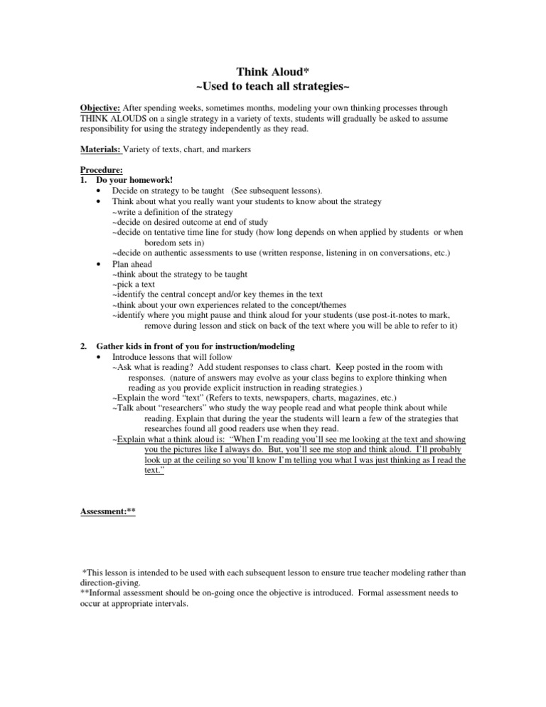 Teaching Reading Strategies Through Think Aloud | PDF | Reading ...