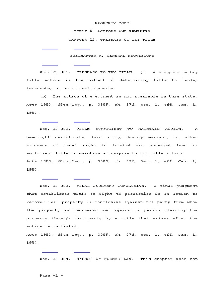 Trespass To Try Title | PDF | Trespass | Surety Bond