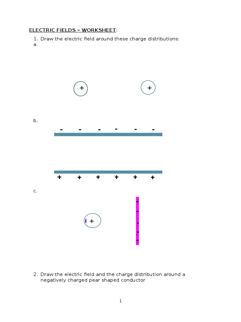 Worksheet Electric Fields PDF