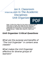 Section II. Classroom Instruction in The Academic Disciplines: Unit Organizer