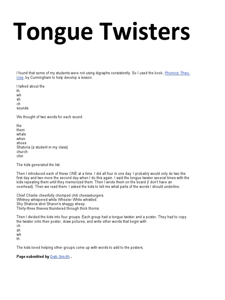 Tongue Twisters PDF