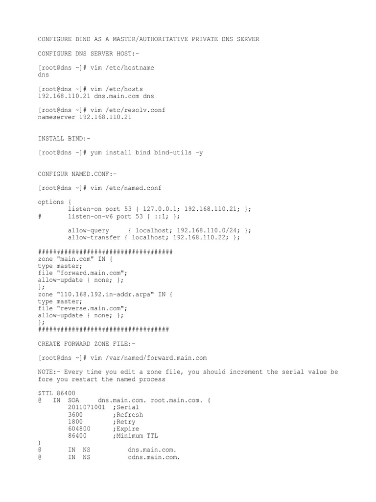 Configure BIND as Master DNS Server | PDF | Domain Name System ...
