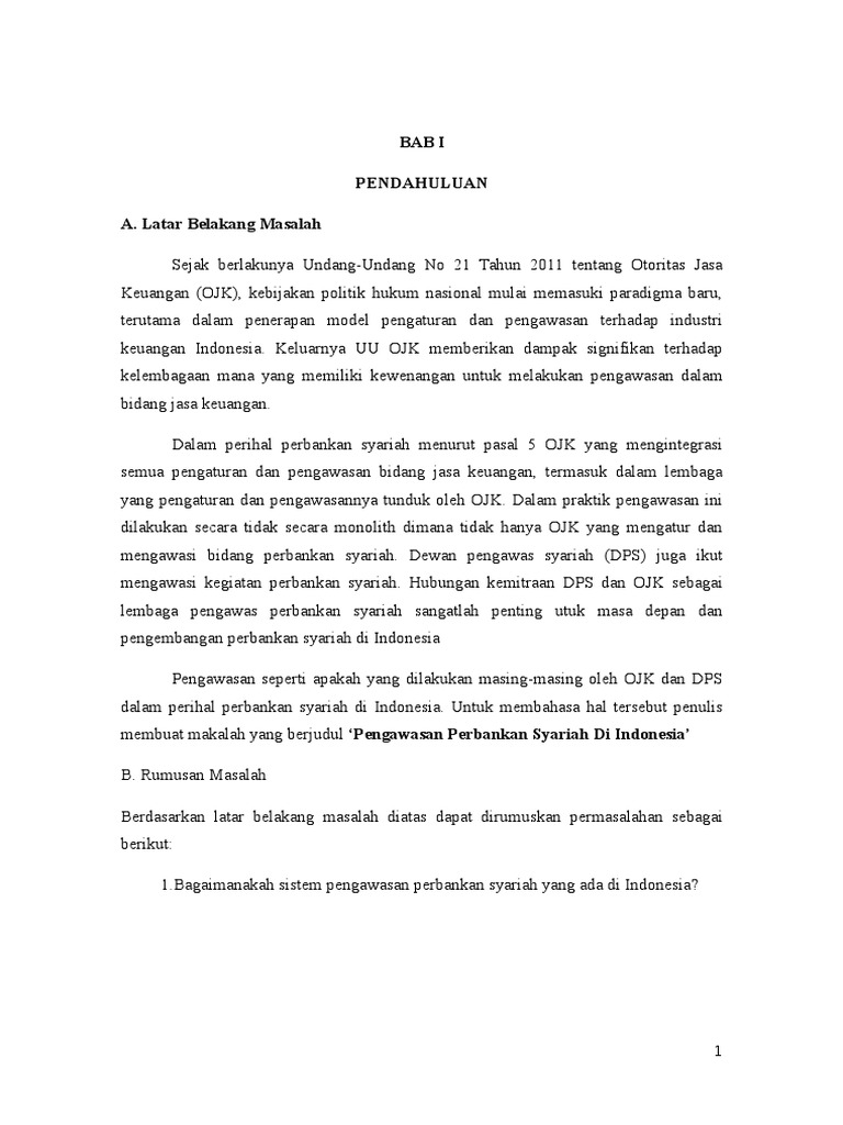 Makalah Pengawasan Perbankan Syariah Di Indonesia
