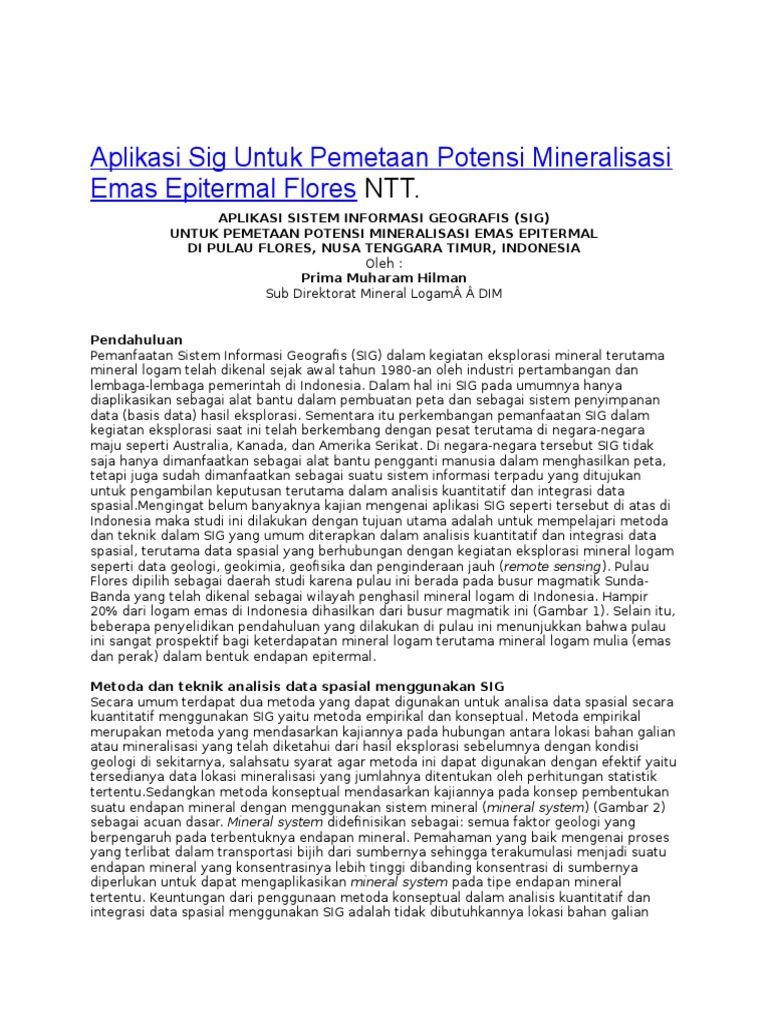 Aplikasi Sig Untuk Pemetaan Potensi Mineralisasi Emas Aplikasi Sig Untuk Pemetaan Potensi Mineralisasi Emas