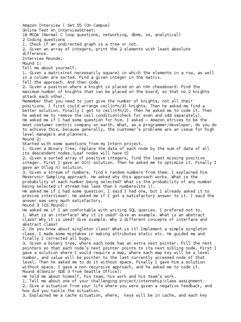 Amazon Interview Questions | PDF | String (Computer Science) | Computer