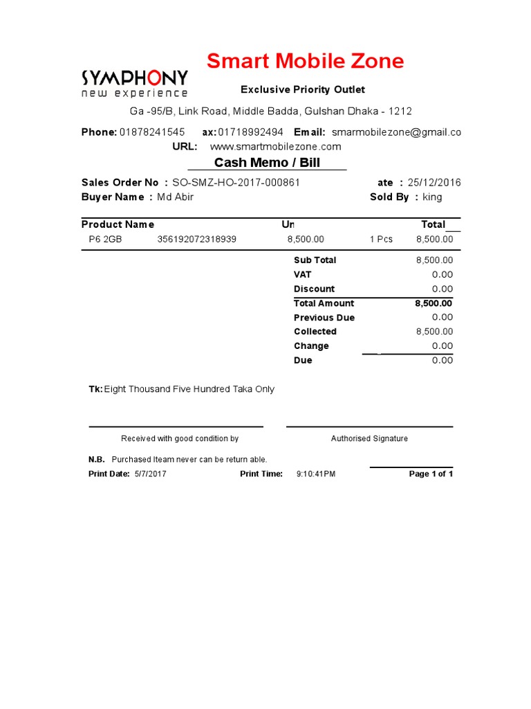 Mobile Invoice | PDF