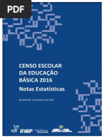 INEP 2016 CENSO ESCOLAR Notas Estatisticas Censo Escolar Da Educacao Basica 2016