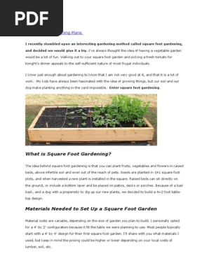 Square Foot Gardening Plans