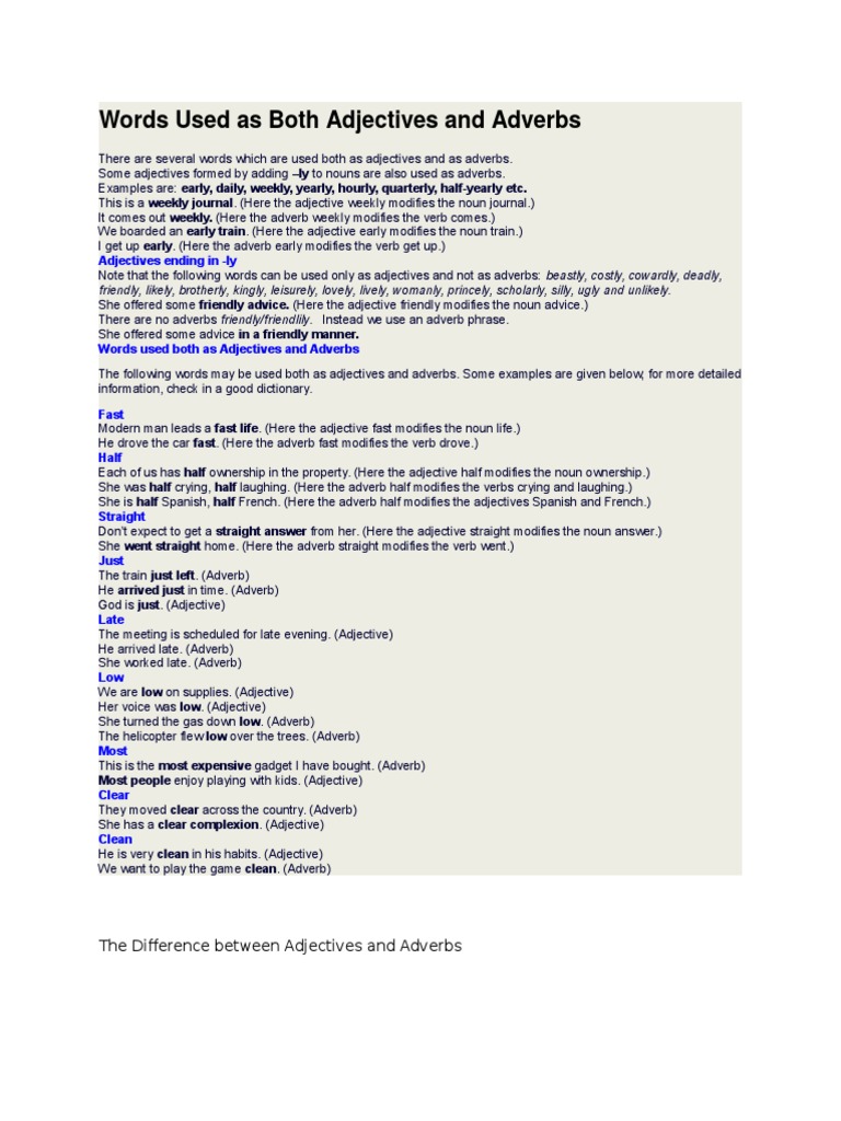 Adjectives and Adverbs Explained | PDF | Adverb | Adjective