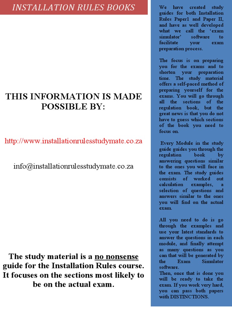 SANS BOOKS.pdf | Electrical Wiring | Test (Assessment)