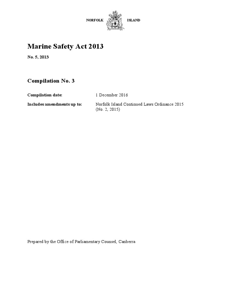 Marine Safety Act 2013 PDF Driving Under The Influence Driver's