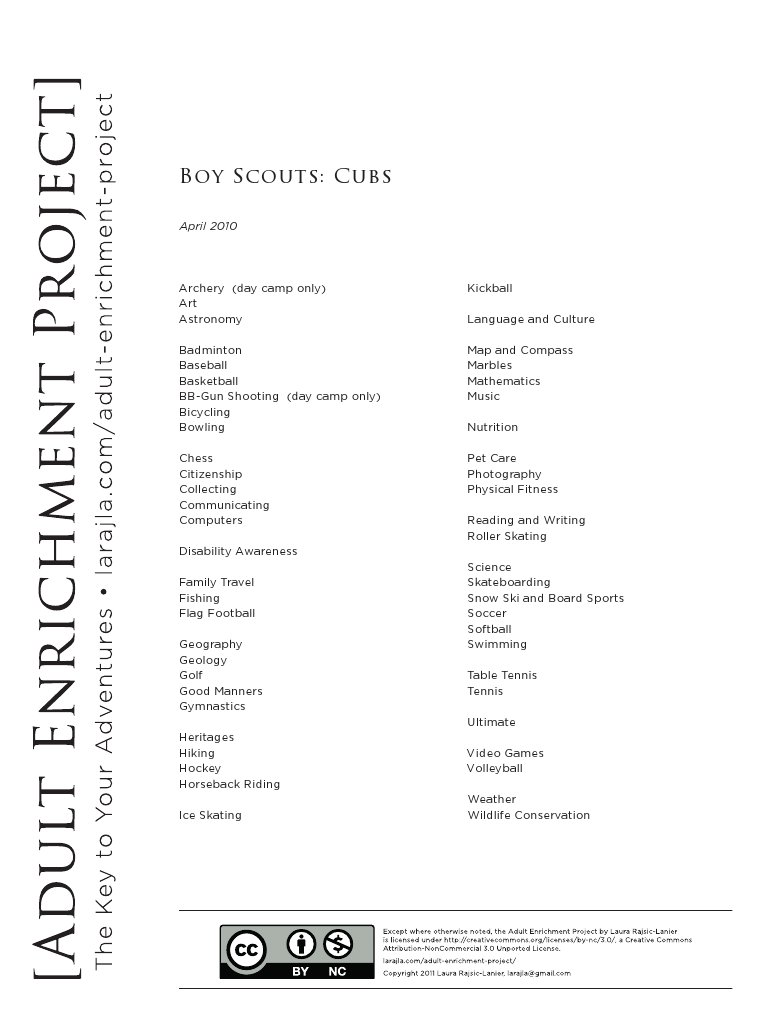 Boy Scouts Cubs Activities Guide | PDF | Games & Activities