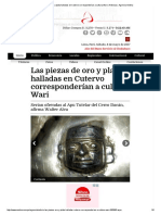 Las Piezas de Oro y Plata Halladas en Cutervo Corresponderían A Cultura Wari - Noticias - Agencia Andina
