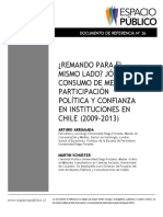 ¿REMANDO PARA EL  MISMO LADO? J ÓVENES,  CONSUMO DE MEDIOS,  PARTICIPACIÓN  POLÍTICA Y CONFIANZA  EN INSTITUCIONES EN  CHILE (2009 - 2013 ) ARTURO ARRIAGADA