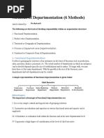 Methods of Departmentation