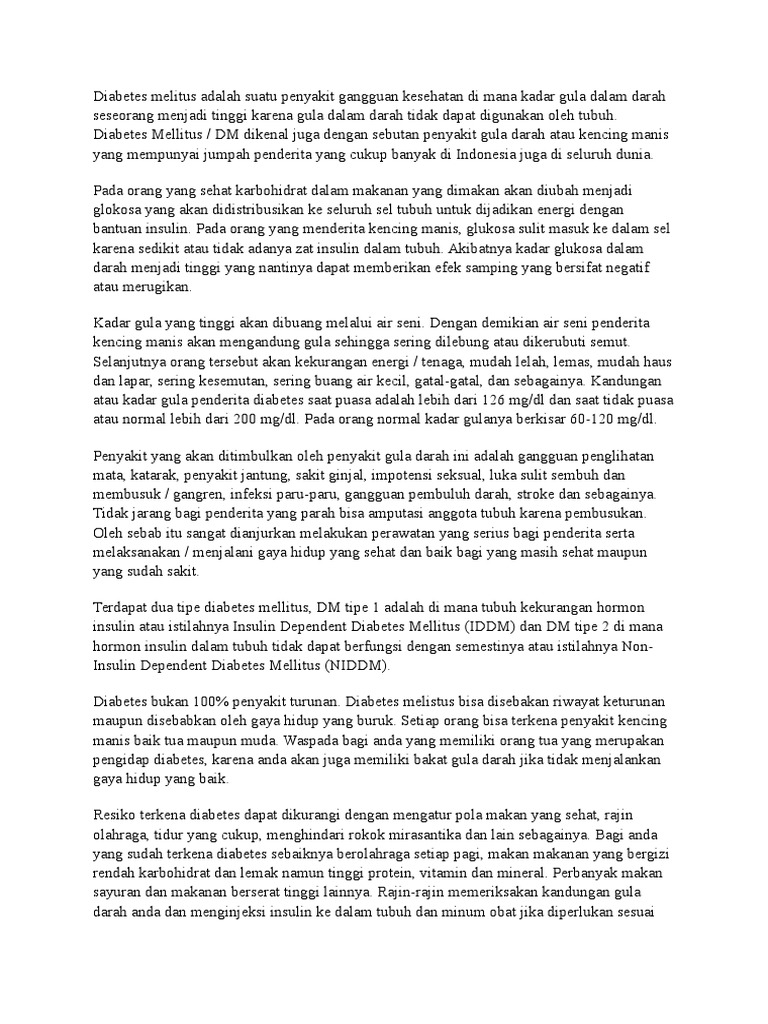 Kegagalan Terjadi Melitus Diabetes Karena