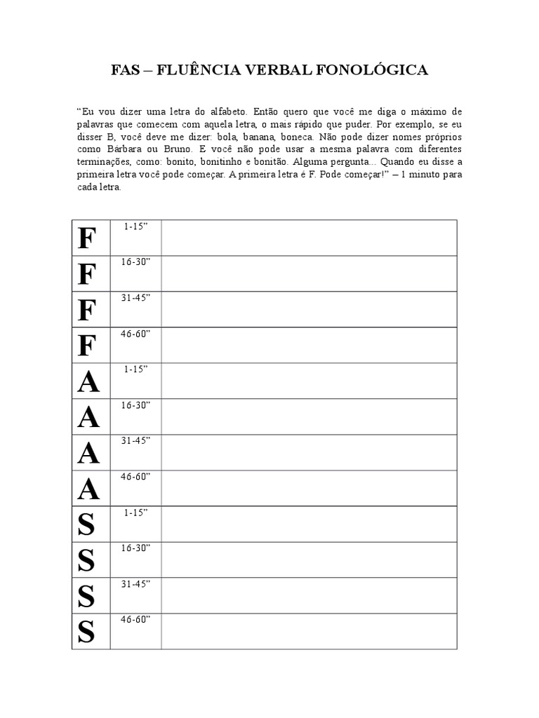 Fas Fluencia Verbal Fonologica PDF