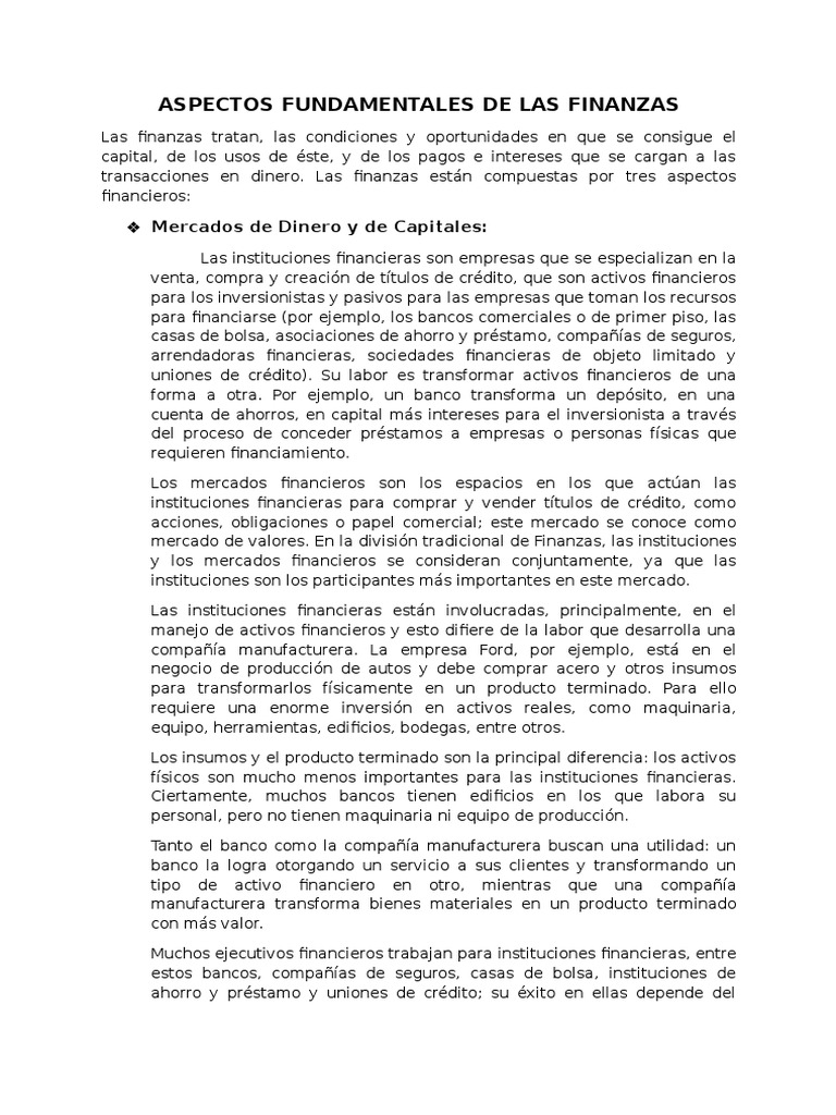 Fundamentos Esenciales de Finanzas | PDF | Inversiones | Bancos