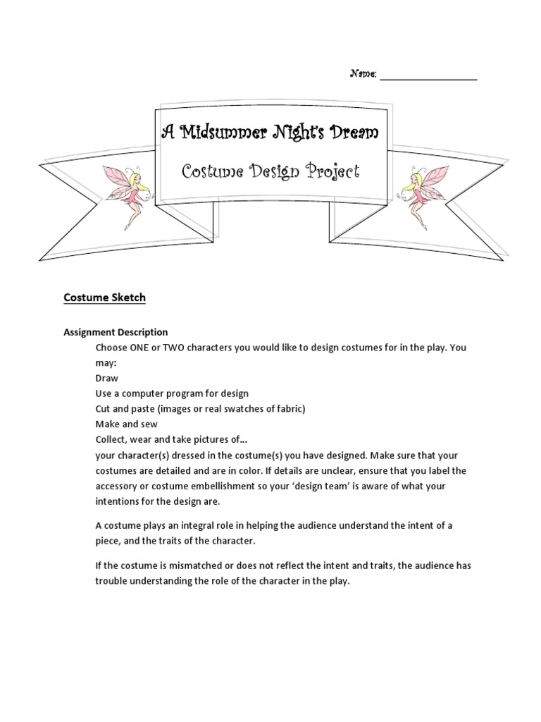 Costume Design Project New 2017 PDF Costume Costume Design