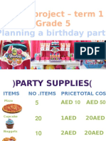 Maths Project - Term 1 Grade 5: Planning A Birthday Party