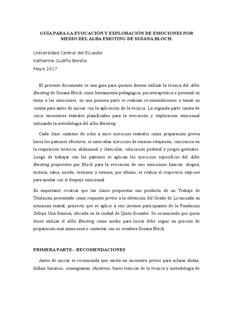 Guía para La Evocación y Exploración de Emociones Por Medio Del Alba ...