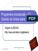 Programare Procedurală - C7 Operații de Intrare-Ieșire. Fișiere