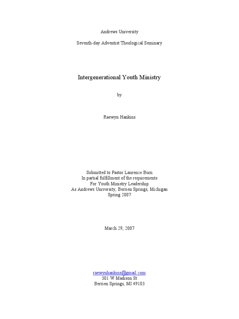 Youth ministry essay picture